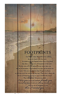Wood Pallet with Footprints in the sand poem